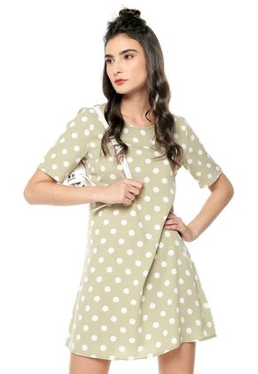 Vestido Verde-Blanco Glamorous