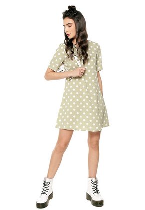 Vestido Verde-Blanco Glamorous