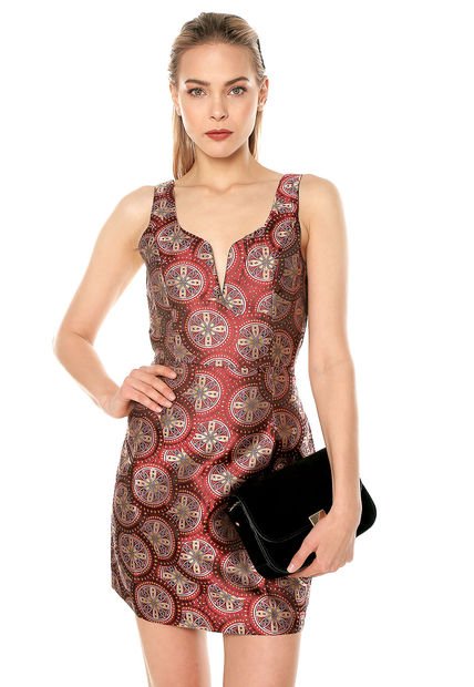 Vestido Rojo-Rosa-Amarillo Glamorous