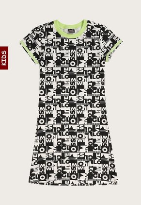 Vestido Blanco-Negro-Verde Gloss