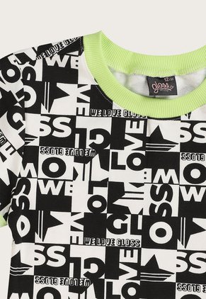 Vestido Blanco-Negro-Verde Gloss