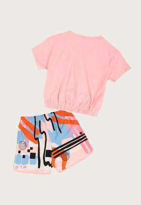 Conjunto Rosa-Celeste-Naranja-Negro Gloss