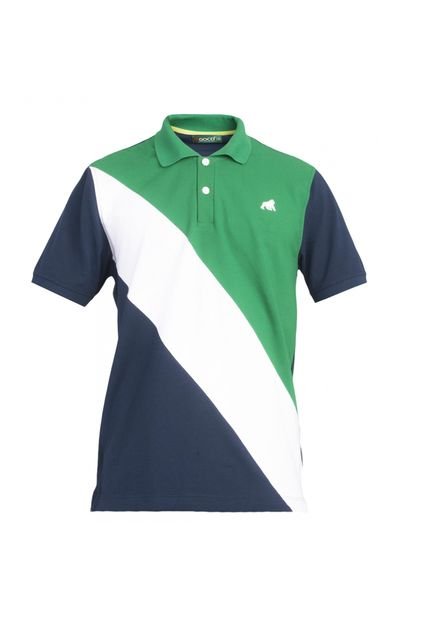 Camiseta Polo Goco Azul-Verde-Blanco