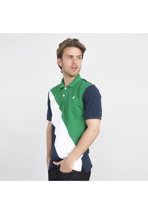 Camiseta Polo Goco Azul-Verde-Blanco
