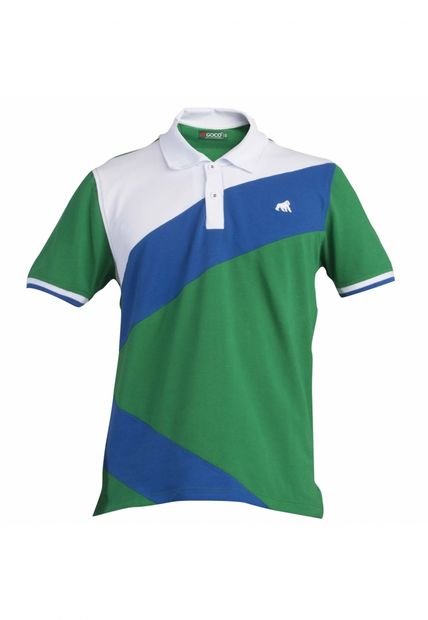 Camiseta Polo Goco Verde-Azul-Blanco