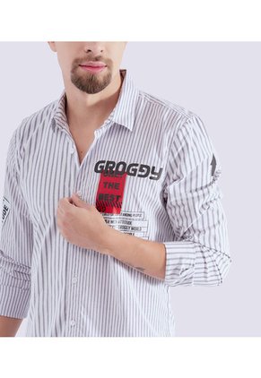 Camisa Para Hombre Slim Manga Larga Groggy