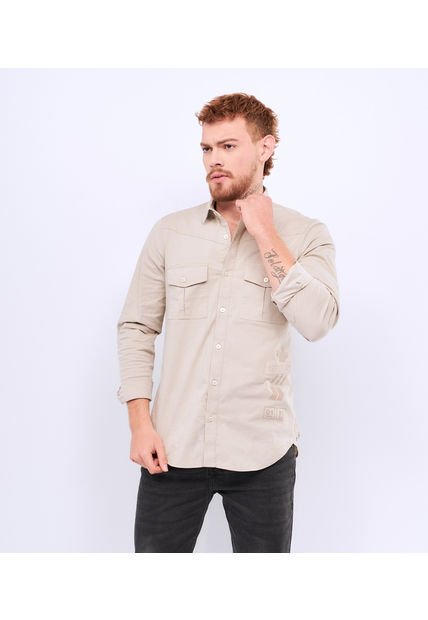 Camisa Para Hombre Slim Manga Larga Groggy