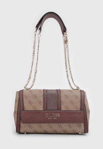 Bolso Manos Libres Café-Vino-Dorado GUESS Cristiana Guess