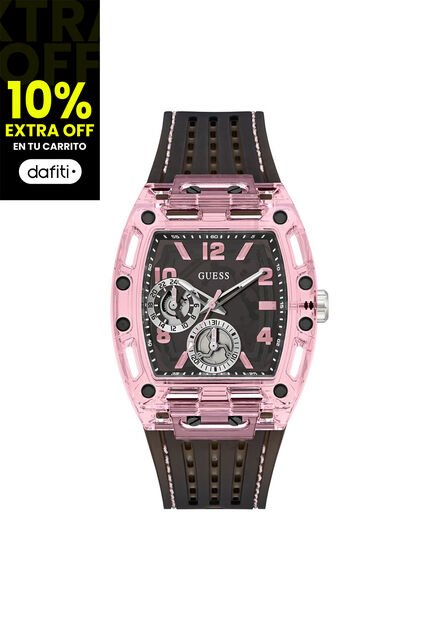 Reloj Guess Hombre Sporting Pink. Silicona Negro GW0032G3