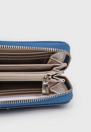 Billetera Azul Petróleo-Dorado GUESS Meridian