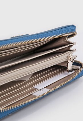 Billetera Azul Petróleo-Dorado GUESS Meridian