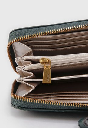 Billetera Verde Oscuro-Dorado GUESS Giully