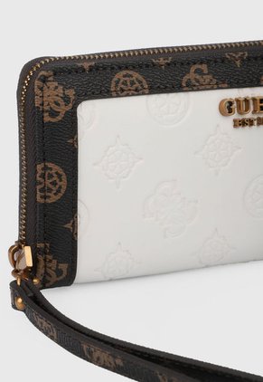 Billetera Blanco-Café-Dorado GUESS Abey