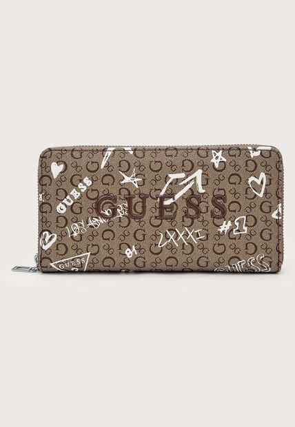 Billetera Marrón-Marfil-Café GUESS