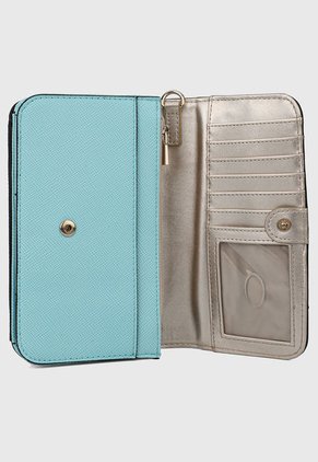 Billetera Celeste-Dorado GUESS Laurel