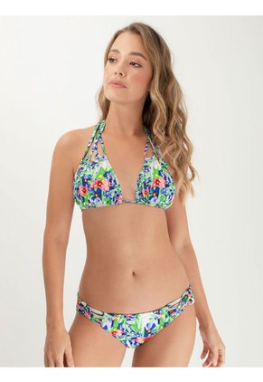 Bikini Triangular Estampado Para Mujer Azul