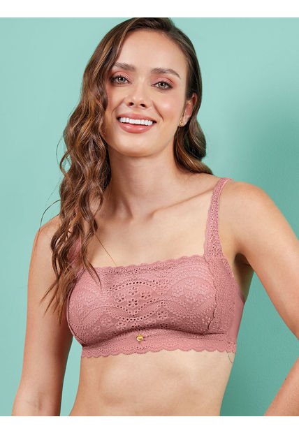 Brasier Tipo Top En Encaje Haby Rosa