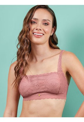 Brasier Tipo Top En Encaje Haby Rosa