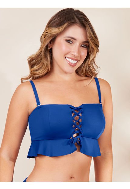 Top De Baño Strapless Haby Azul Náutico