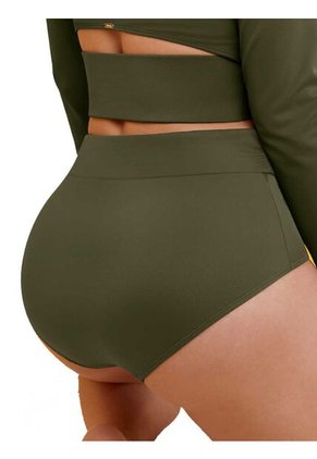 Panty De Baño Alto En Cintura Para Mujer Haby Verde Militar