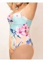 Traje De Baño Entero Estampado Haby Celeste de Haby