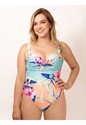 Traje De Baño Entero Estampado Haby Celeste