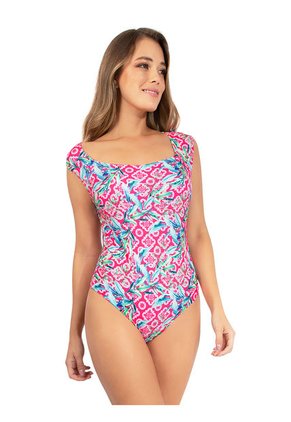 Traje De Baño Entero Estampado Haby Fucsia