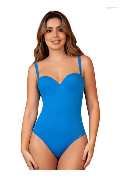 Traje De Baño Entero Strapless Haby Azul Oceano