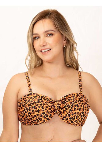 Top De Baño Strapless Estampado Café Haby