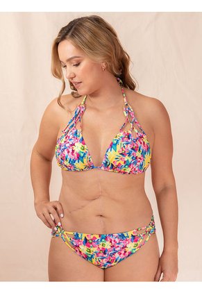 Bikini Triangular Estampado Para Mujer Fucsia