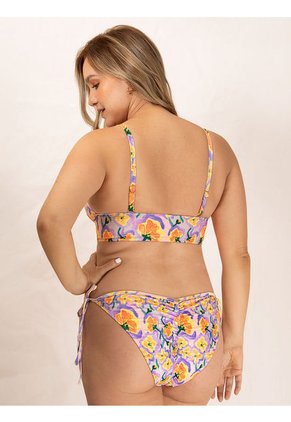 Bikini Triangular Estampado Para Mujer Lila
