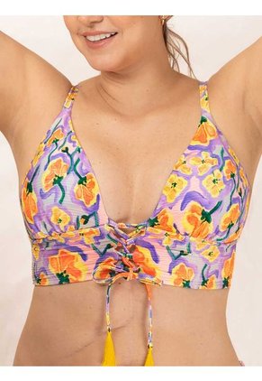 Bikini Triangular Estampado Para Mujer Lila