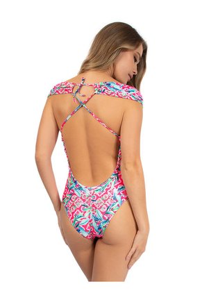 Traje De Baño Entero Estampado Haby Fucsia