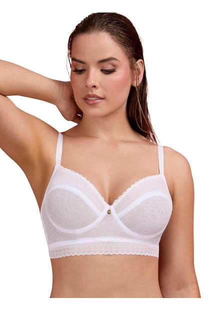 Brasier Espalda Ancha Y Encaje Color Blanco Haby