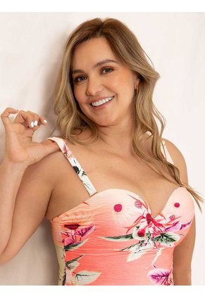 Traje De Baño Entero Estampado Haby Coral