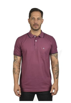 Camiseta Tipo Polo Con Bolsillo Para Hombre Lila Hamer