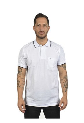 Camiseta Tipo Polo Con Bolsillo Para Hombre Blanca Hamer