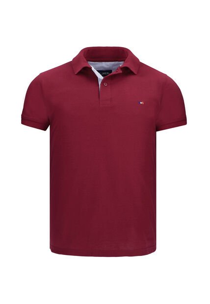 Camiseta Tipo Polo Bordada Para Hombre Vinotinto Hamer