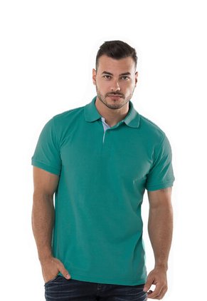 Camiseta Tipo Polo Basica Para Hombre Verde Jade Hamer