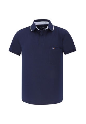 Hamer - Camiseta Tipo Polo Azul Oscuro Hamer Bolsillo Bordado