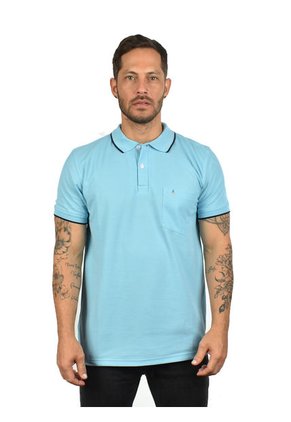 Camiseta Tipo Polo Con Bolsillo Para Hombre Azul Hamer
