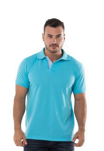 Camiseta Tipo Polo Basica Aguamarina Para Hombre Hamer Hamer