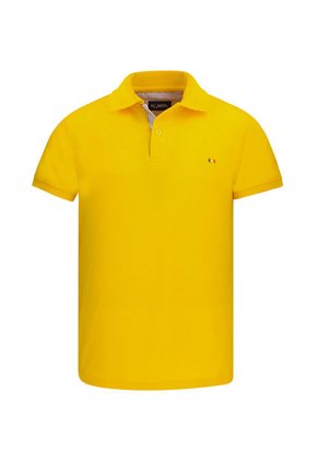 Camiseta Tipo Polo Bordada Para Hombre Amarilla Hamer