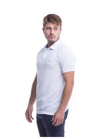 Camiseta Tipo Polo Bordada Para Hombre Blanca Hamer Hamer