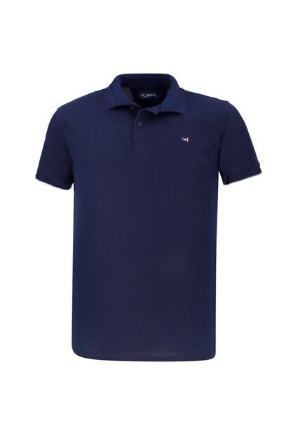 Camiseta Tipo Polo Bordada Para Hombre Azul Oscura Hamer