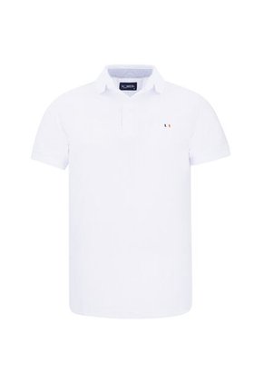 Camiseta Tipo Polo Bordada Para Hombre Blanca Hamer