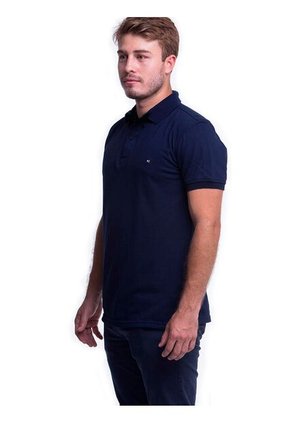 Camiseta Tipo Polo Bordada Para Hombre Azul Oscura Hamer