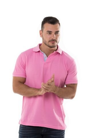 Camiseta Tipo Polo Basica Para Hombre Rosada Hamer Hamer