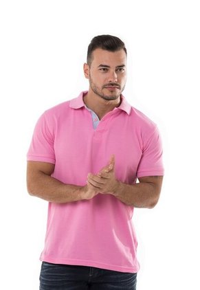 Camiseta Tipo Polo Basica Para Hombre Rosada Hamer