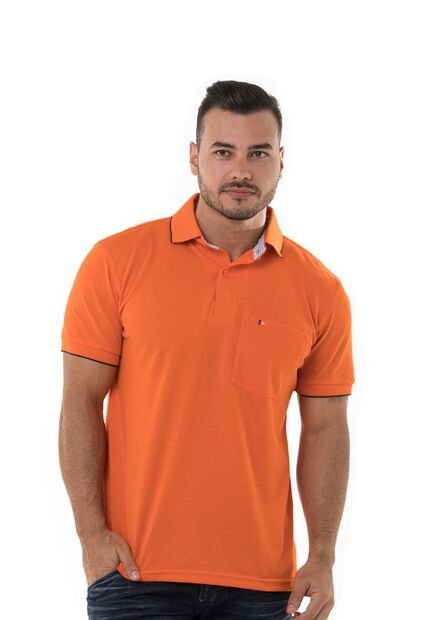 Camiseta Tipo Polo Basica Para Hombre Naranja Hamer